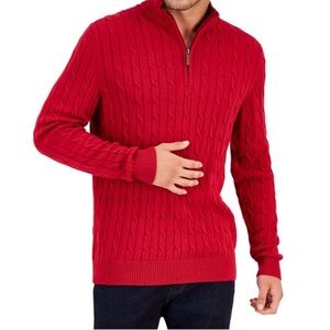 Club Room Men's Zip Up Red Sweater